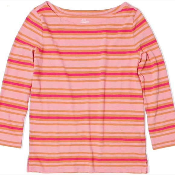 J Crew Classic Multi Stripe 3/4 Sleeve T-Shirt NWT